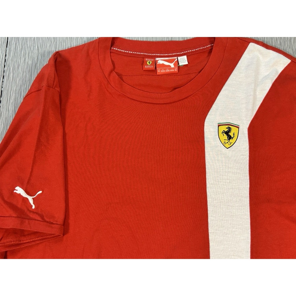 Puma Scuderi Ferrari TShirt Mens XL Red white Embroidered Formula Racing - Picture 8 of 8